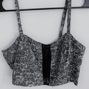 Pins & Needles Black and Gray Floral Crop Top Size M